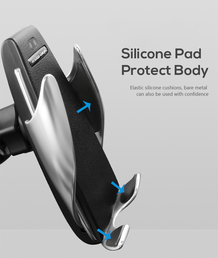 White Auto Clamping Vent Mount 10W QI Wireless Car Charger
