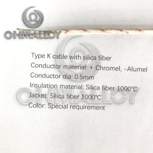Quality Silica Fiber 1000°C Type K Thermocouple Cable 0.5mm Conductor wholesale