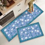 Plant Flower Printing Kitchen Floor Mats Non Slip 40*60mm Rectangle