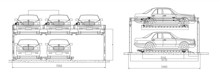 2 Layers Automated Car Parking System 2000kg Hydraulic Car Parking Lift