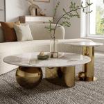 Marble Top Circle Combination Coffee Table Elliptic Shape For Apartment