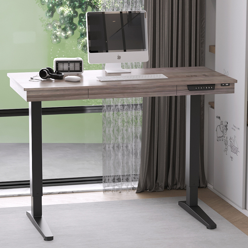 Single Staff Workstation Desks in Metal Stainless Steel with Motorized Height Adjustment