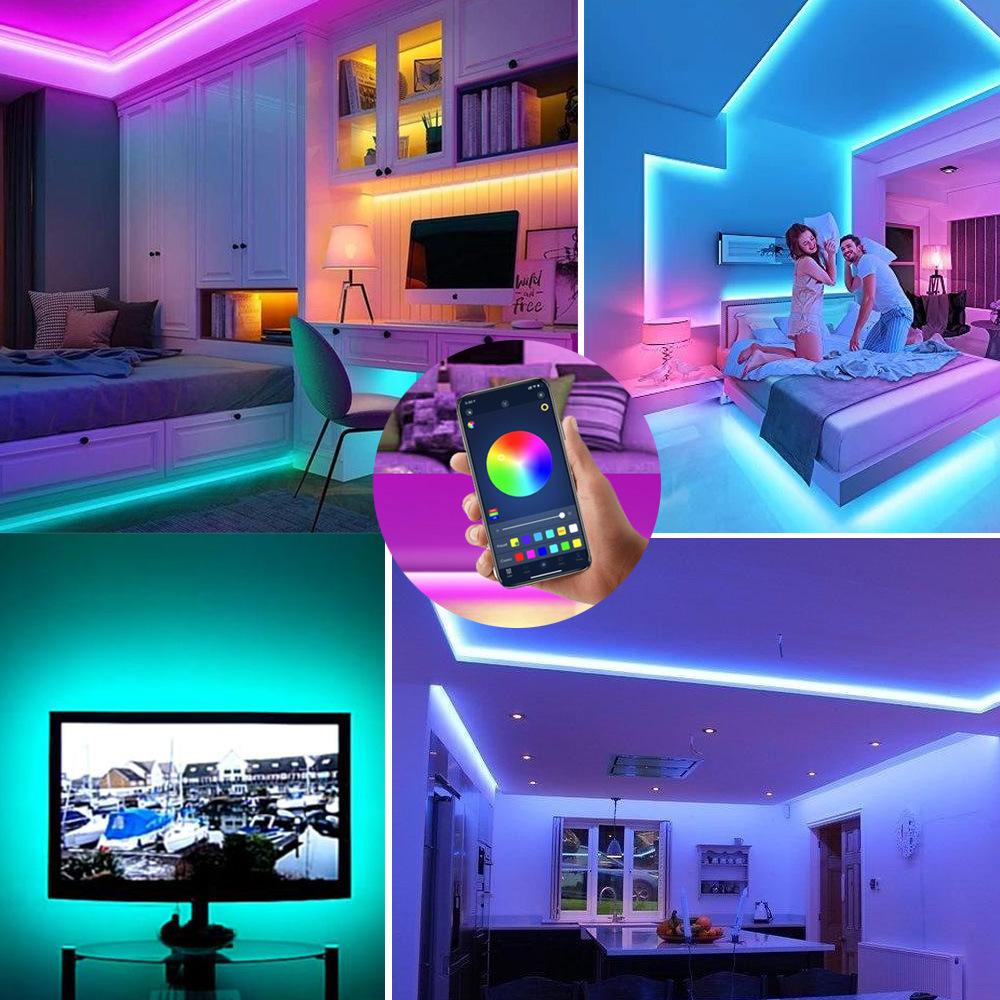 TV Lighting With 5m RGB LED Strip Light Set And Bluetooth Control