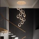 Luxury Crystal Chandelier For Staircase Led Home Decor Light Fixture Modern