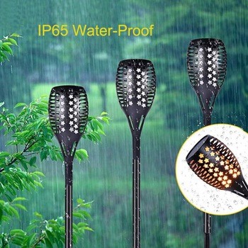 Safety Waterproof Flicker Outdoor Torch Lights For Garden Decoration Automatic On Dusk / LED Solar Flame Lamp