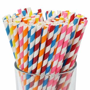 Quality Colorful Assorted Striped Paper Straws To Decorate Birthday Parties Baby Showers wholesale
