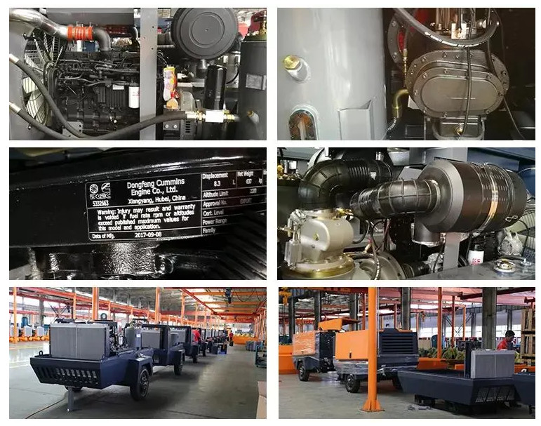 Diesel Engine Screw Air Compressor 8 Bar 120 cfm 185 cfm 400cfm for Mining Industrial