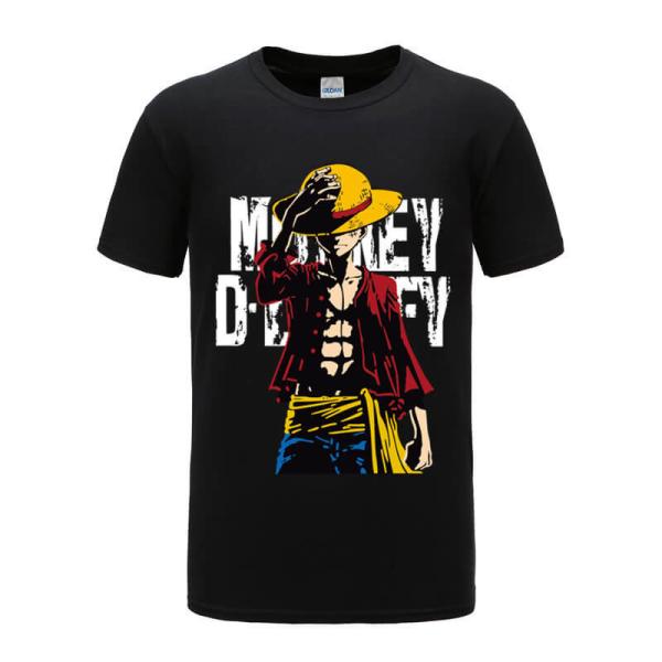 Casual Luffy Character Anime Couple Shirts O Shaped Neck Anti Bacterial
