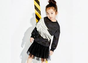 Quality Fashion Scuba Kids Girls Clothes Girls Pullover Sweater With PU Wing Print wholesale