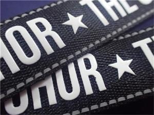 Quality Symphony Printing Eco - Friendly Silicone Logo Patch Fade Resistance Strong Stretch wholesale