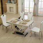 Modern 150x90x75cm 6 Seater Marble Top Dining Table Qiancheng Furniture