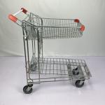 Foldable Warehouse Supermarket steel Q195 Double Layer Trolley