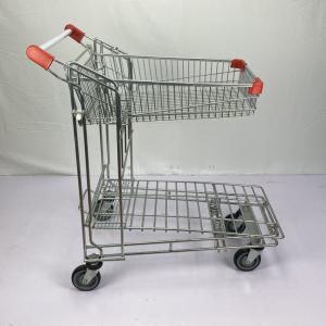 Quality Foldable Warehouse Supermarket steel Q195 Double Layer Trolley wholesale