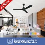 Contemporary Black Solid Wood Ceiling Fan 52" With Remote Control