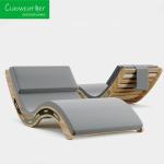 Outdoor Rattan Teak Sun Bed Lounger Modern Design for Exterior Furniture Garden