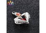 Heart Cremation Urn Engraved Necklace Charms With Red Diamond