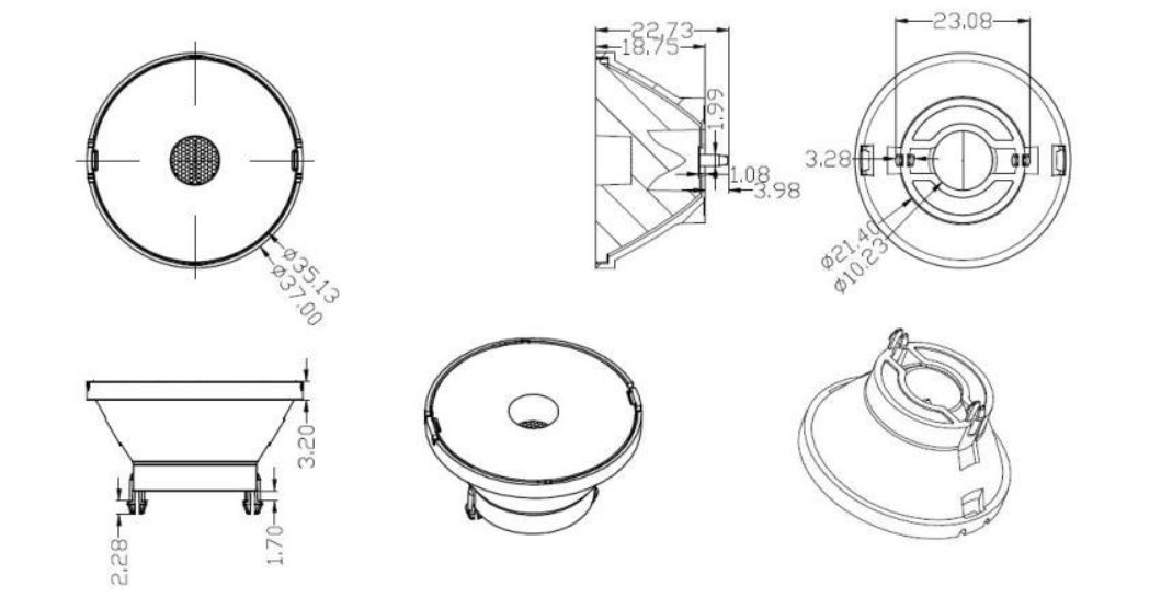 Moistureproof Acrylic Light Lens PMMA 5 Degree For LED Reflector