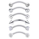 316 Stainless Steel Straight Barbell Eyebrow Piercing Curved Barbell 8mm 16G