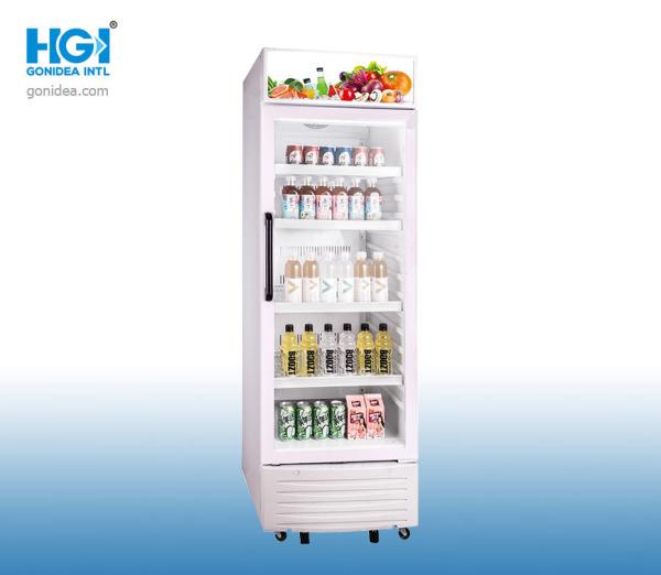 Cheap R134A 310L Fan Cooling  Refrigerator Display Upright Showcase Cooler Chiller for sale