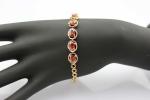 Rose Gold Plated 925 Silver Created Garnet Cubic Zircon Link Women Tennis