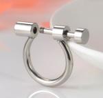 Stainless Steel Fashion Jewelry Dumbbell Shaped Finger Ring for Women Silver