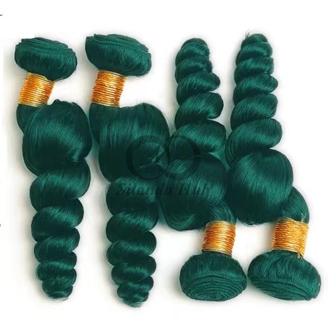 Green Loose Wave Remy Human Hair Bundles Sew In Weave Bundles Brazilian Bundle Deals