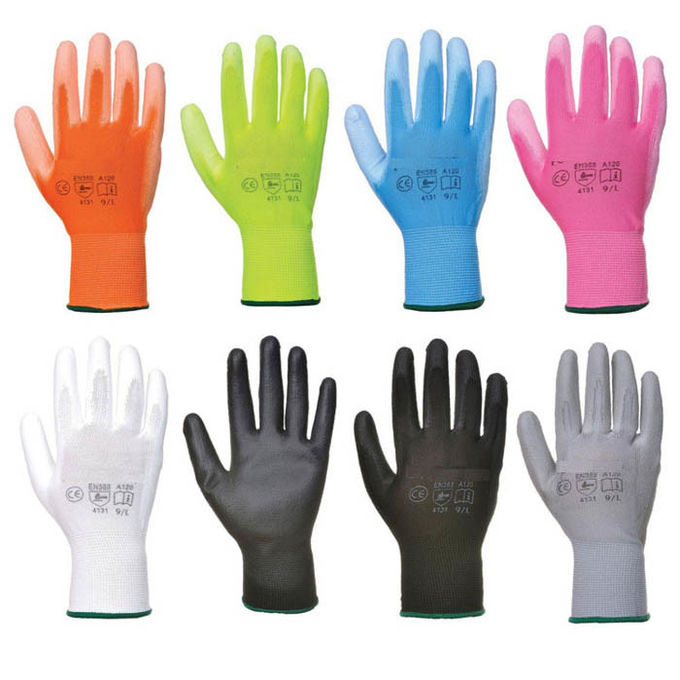 Industrial Black PU Coated Gloves Nylon Builders Grip Palm Coating Hand Gloves