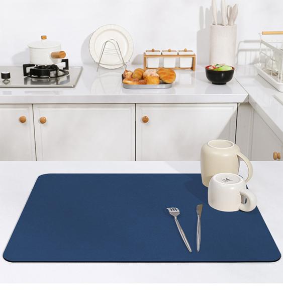 Custom Logo Polyester Extra Large Dish Drying Mat with Heavy Duty Waterproof