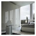 Home Furniture Glossy Acrylic Panel Solid Wood Bedroom Wardrobe with Black Glass