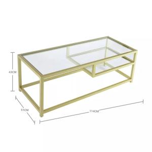 Quality Retro Tempered Glass Table Metal Legs Home Furniture Rectangle Shape wholesale