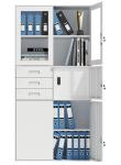 3 middle drawer 2 glass swing doors metal steel office filing cabinet specificat