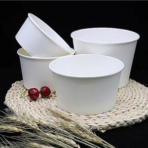 Quality 30oz Fast Food Storage Disposable Food Lunch Package White Paper Bowl Cup With Plastic Lid wholesale