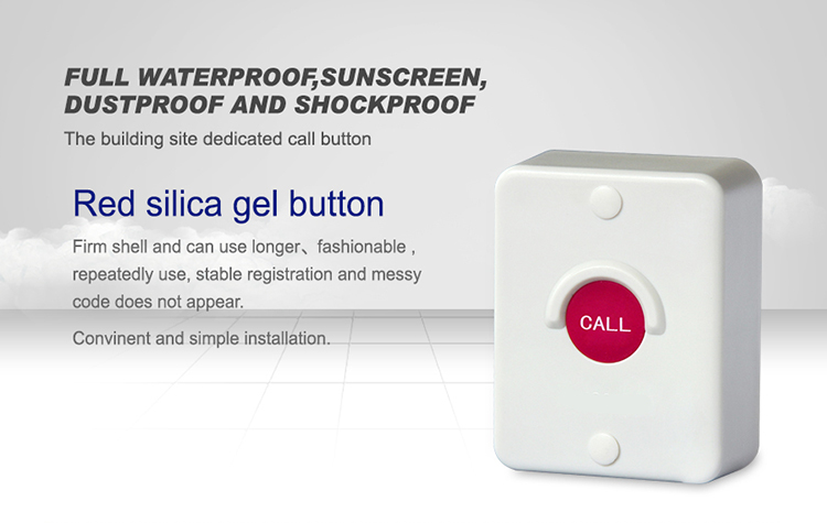 Wireless pager system full waterproof hospital nurse call button for toilet