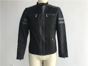 Quality Black Color Polyester Suede Pleather Biker Jacket Lightweight For Mens TW58569 wholesale