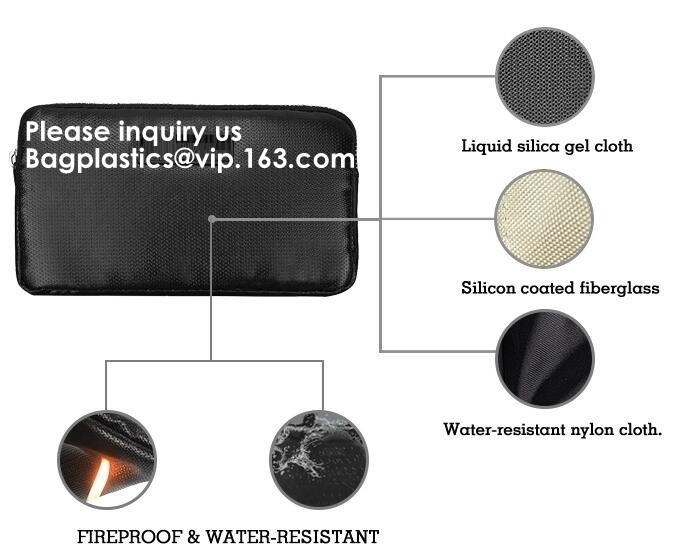 waterproof and fireproof resistant document bag,Lock Box Bag For Documents Money & Office Files Freproof Safe Bag with L