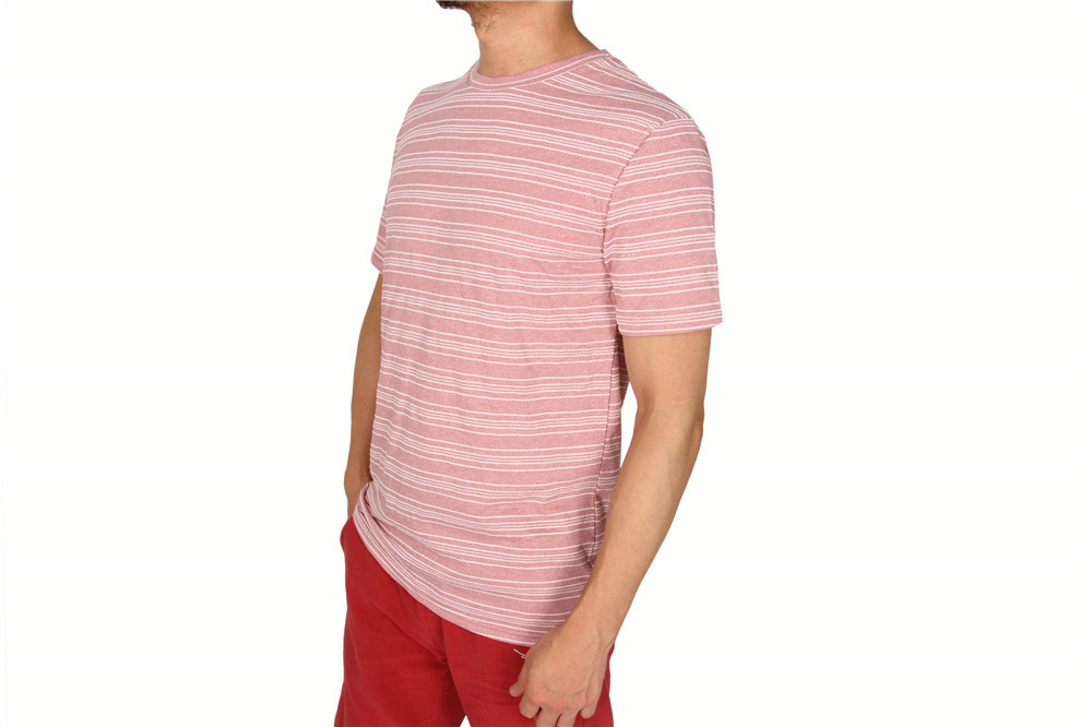 Stockpapa Pink Khaki Mens Striped Tee S M L XL