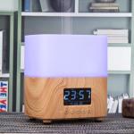 300ML Wood Grain Aromatherapy Diffuser With LCD Clock