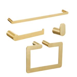 Quality OEM Hotel SS 304 Bathroom Hardware Sets Golden Finished wholesale