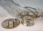 Round Handle Stainless Steel Chafing Dish Wooden Heat Resistant For Sliver