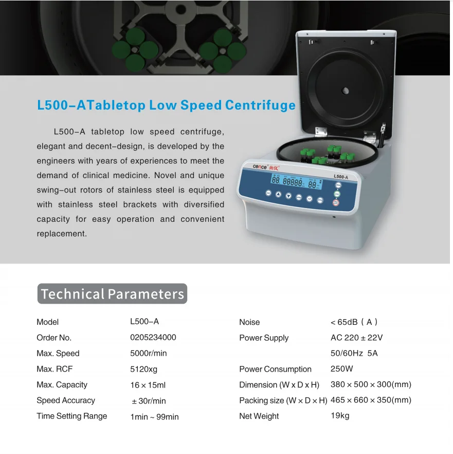 Cence Benchtop Centrifuge Low Speed Centrifuge L420-A
