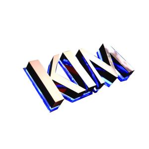 Quality Factory Custom Gold Color Stainless Steel Shop Brand Studio Name Golden 3D Backlit Logo Sign wholesale