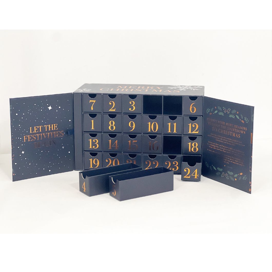 Christmas Xmas Advent Calendar Custom Design Open Door Magnet Paper Cardboard Gift Packaging Packing Package Box for Food Toy Chocolate Cosmetic Jewelry Makeup