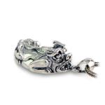 Men Jewelry 925 Silver Fabulous Wild Beast Pendant Neckalce with Wheat Chain