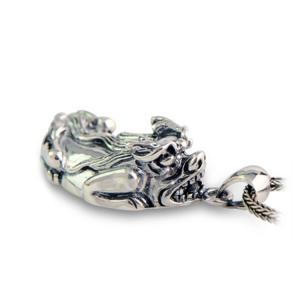 Quality Men Jewelry 925 Silver Fabulous Wild Beast Pendant Neckalce with Wheat Chain(N013704W) wholesale