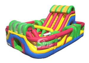 Quality Outdoor Commercial Giant Adrenaline Zone Inflatable Slide With Obstacles Inside For Kids N Children wholesale