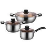 Amazon Top Seller Multipurpose 6Pcs Flat Bottom Milk Soup Pot Stainless Steel