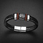 Fashion Jewelry Black Men Leather Bracelet With Magnetic Clasp Wholesale