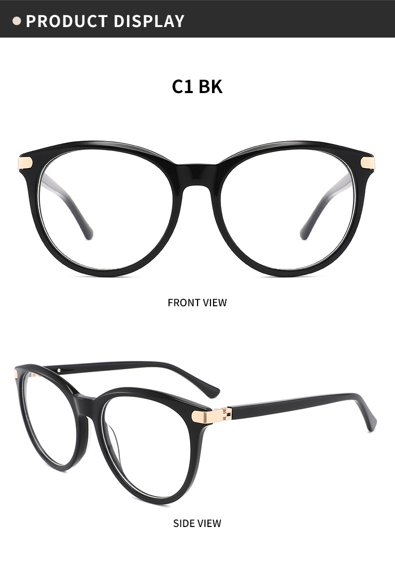 Eco Friendly Round Acetate Glasses Classic Retro Clear Lens Eyeglasses Frame 55mm