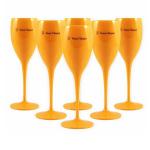 Yellow Pink Veuve Clicquot Plastic Champagne Flutes Glass Recyclable 
