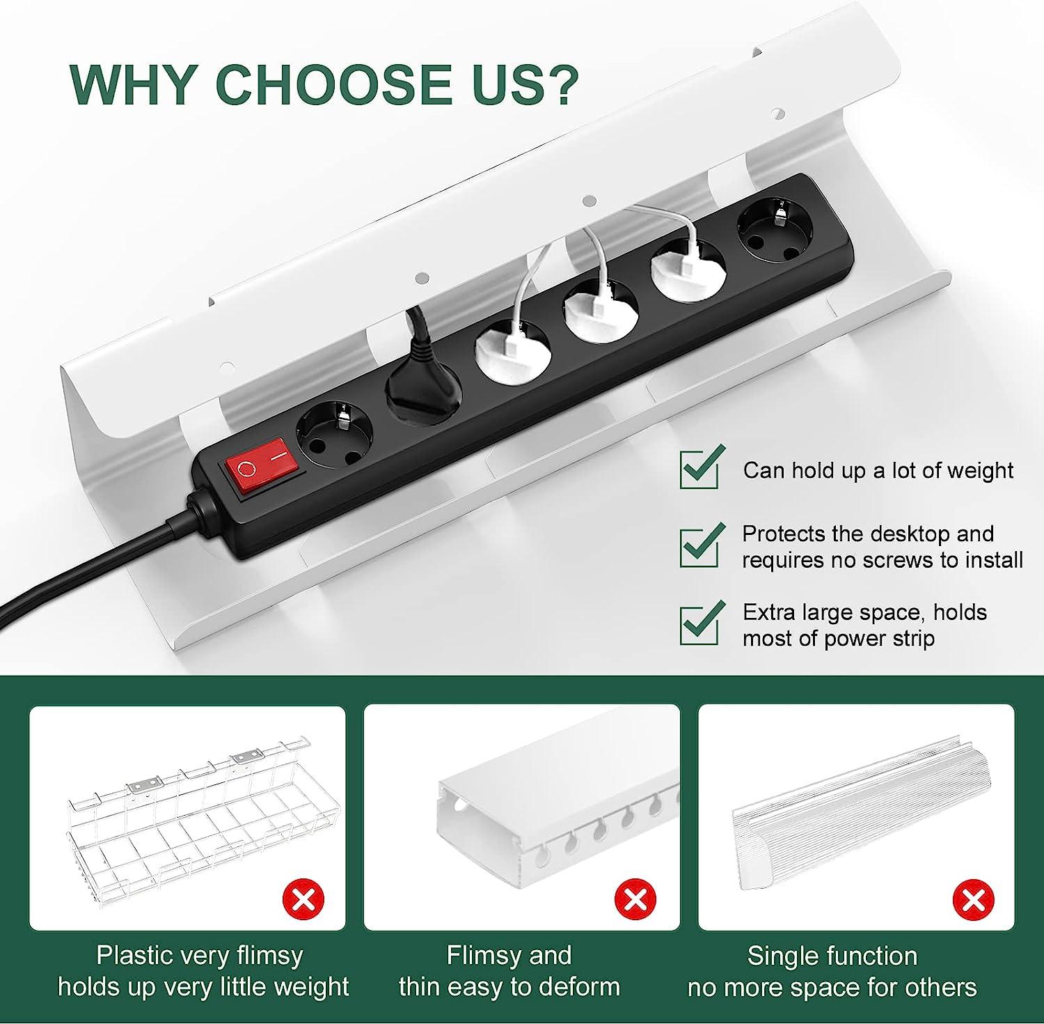Installation Type Standing Type Cable Tray for Under Desk Office Living Room 43cm